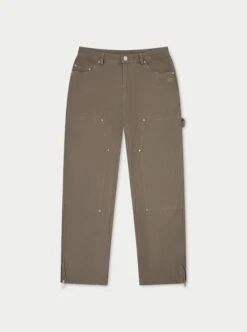 TWILL RIVET DETAIL CARPENTER PANT - BROWN