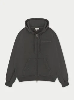 RAW SEAM ZIP THROUGH HOODIE - CHARCOAL