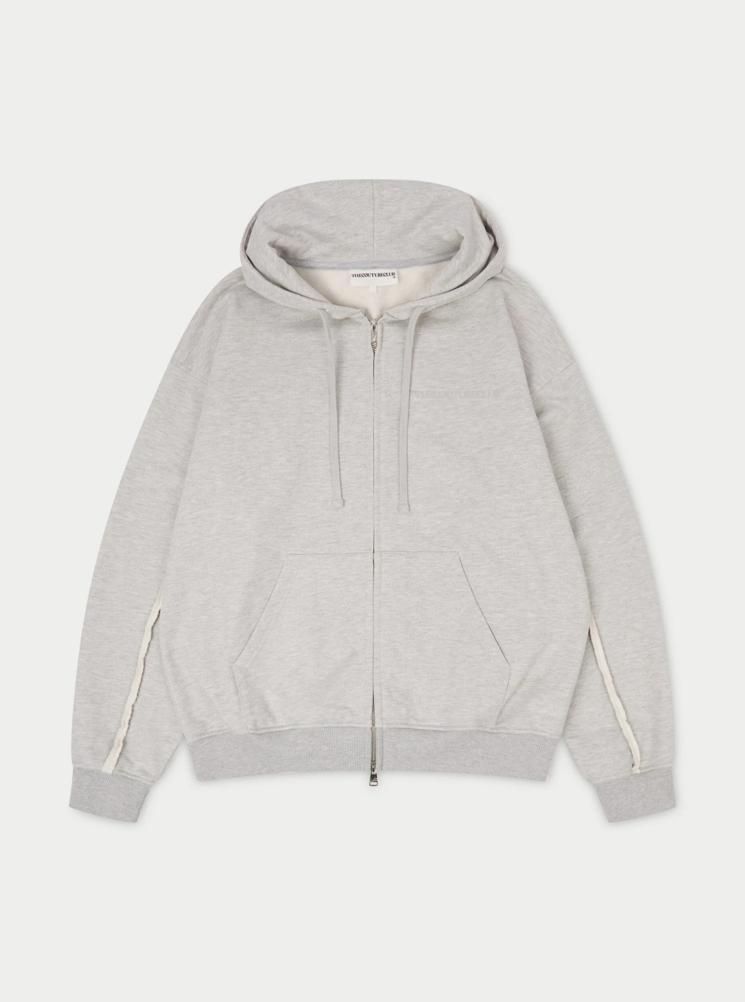 RAW SEAM ZIP THROUGH HOODIE - GREY MARL