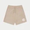 FLUFFY KNIT EMBLEM SHORTS - BEIGE