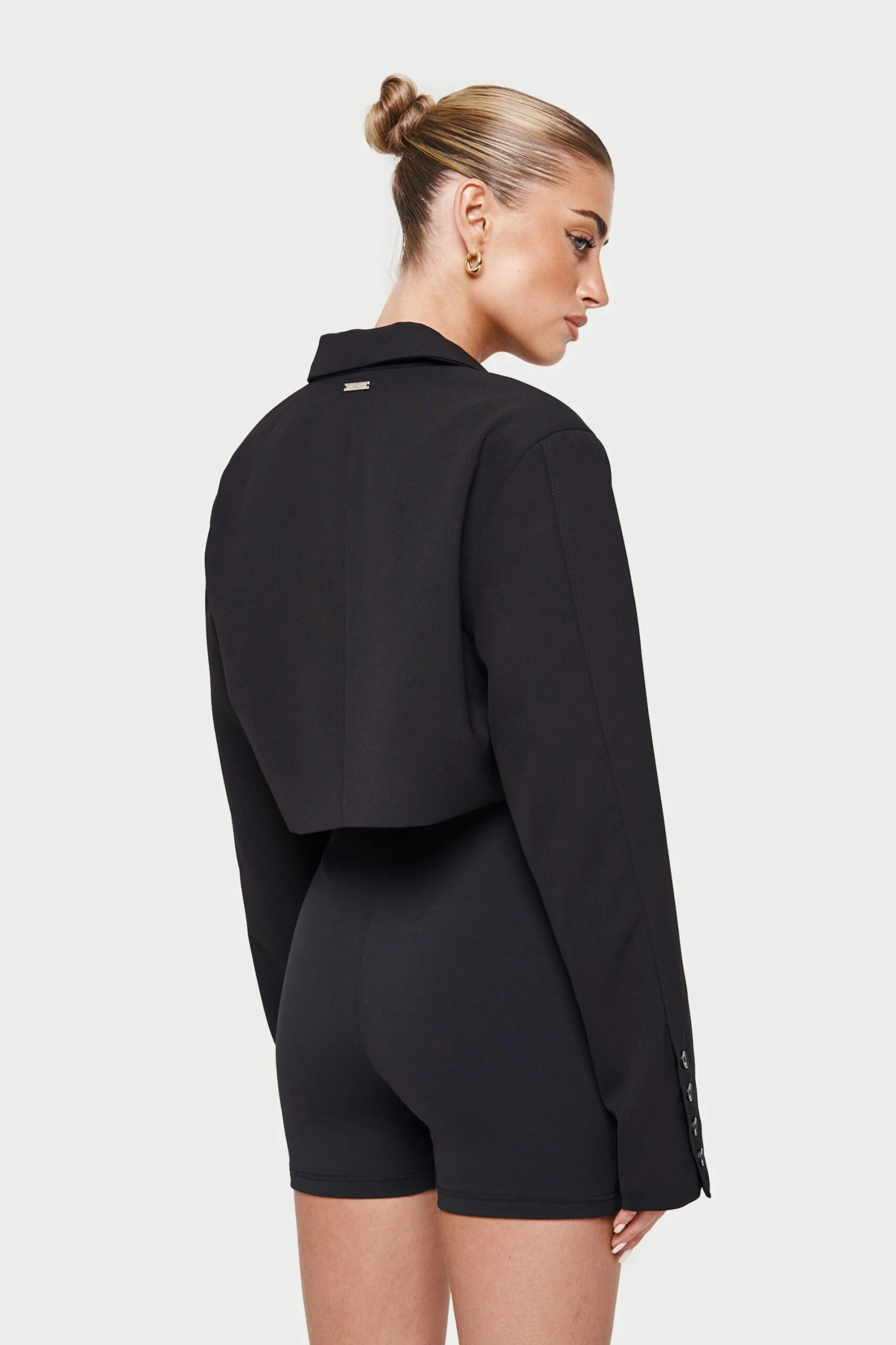 OVERSIZED CROPPED BLAZER - BLACK - Image 5