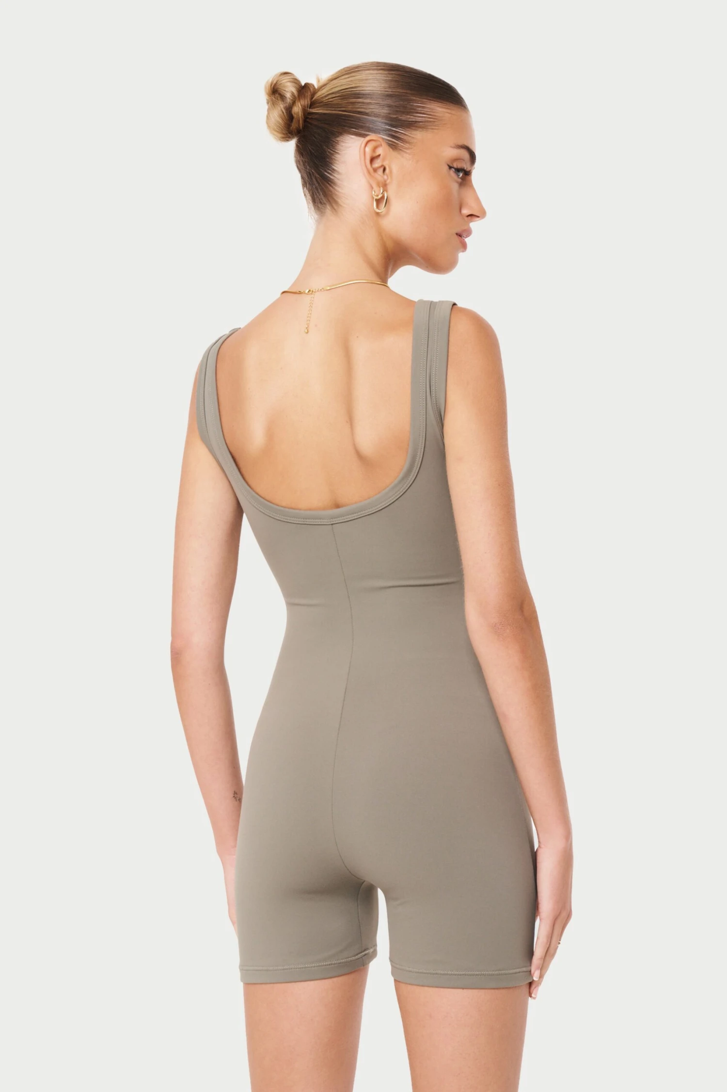 SCULPTING STRETCH EMBLEM UNITARD - KHAKI - Image 6