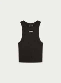 LOGO RIBBED RACER VEST - BLACK