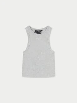 ACID WASH CTRE RIB VEST TOP - GREY