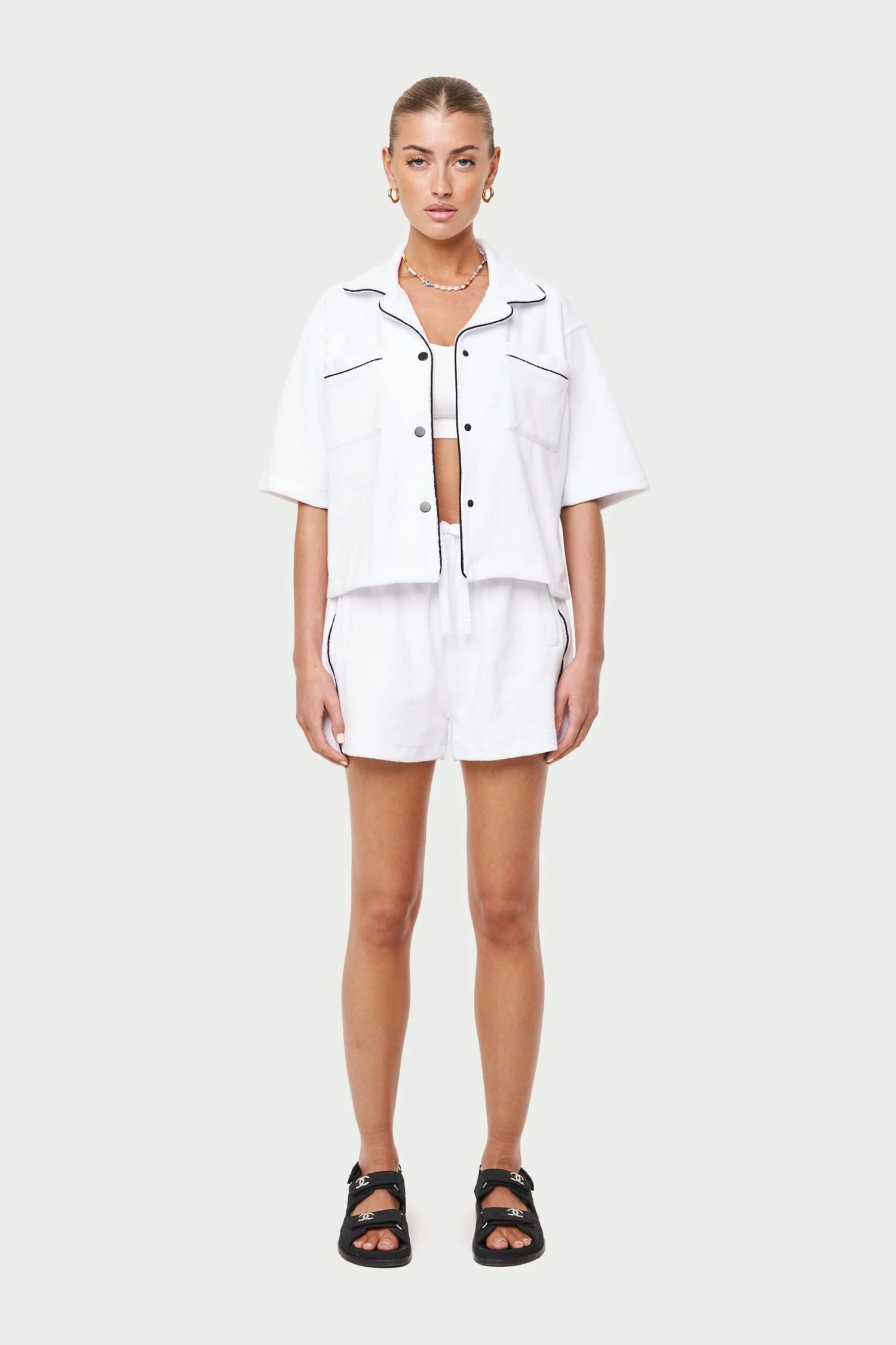 HEAVYWEIGHT TOWELLED RESORT SHIRT- WHITE - Image 2