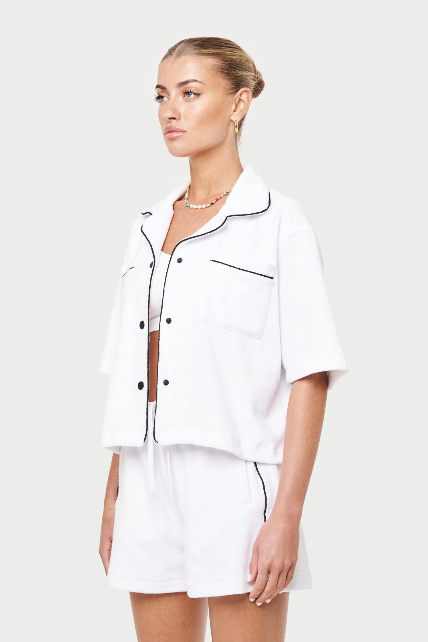 HEAVYWEIGHT TOWELLED RESORT SHIRT- WHITE - Image 6