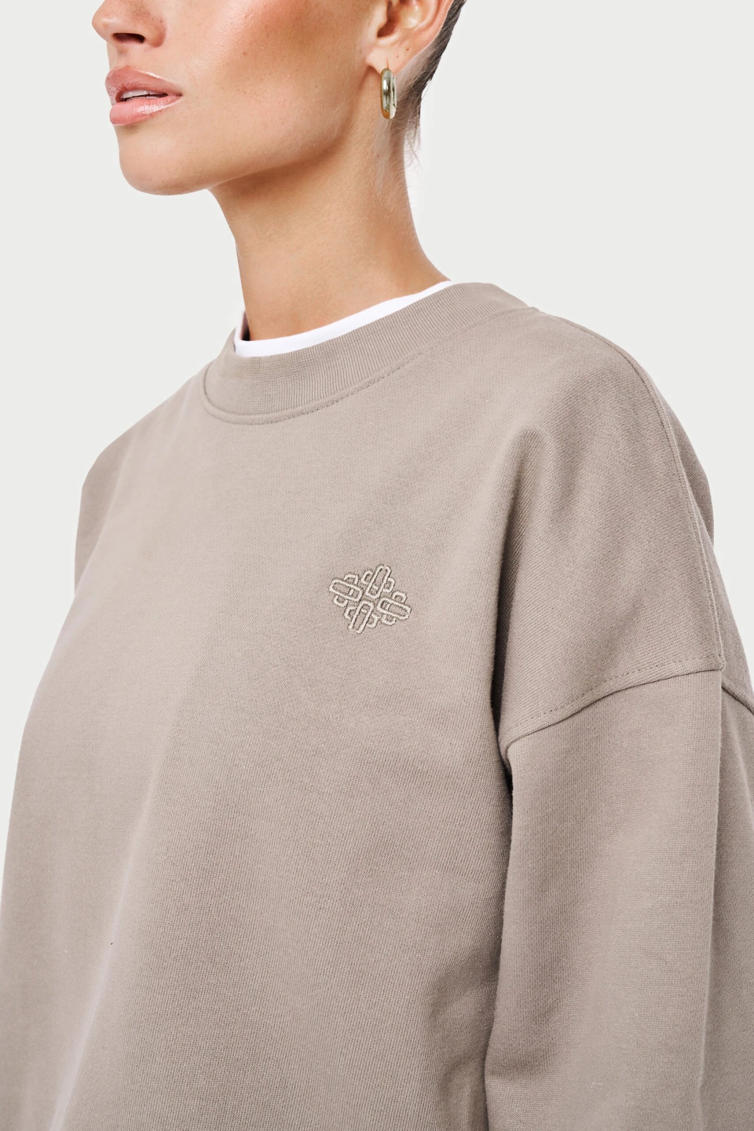 EMBLEM OVERSIZED SWEATSHIRT - BEIGE - Image 6