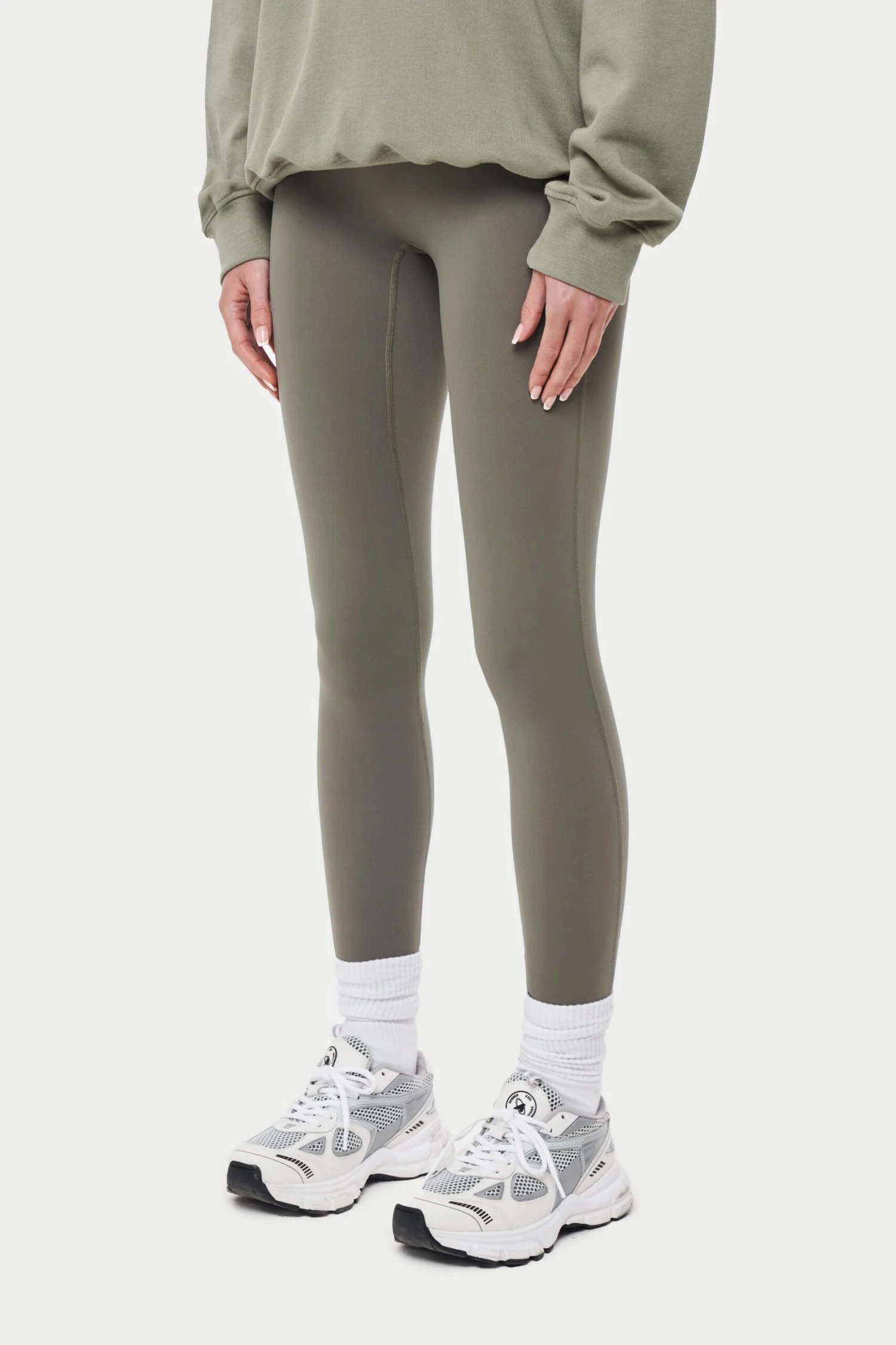 EMBLEM SCULPTING STRETCH LEGGINGS - KHAKI - Image 2