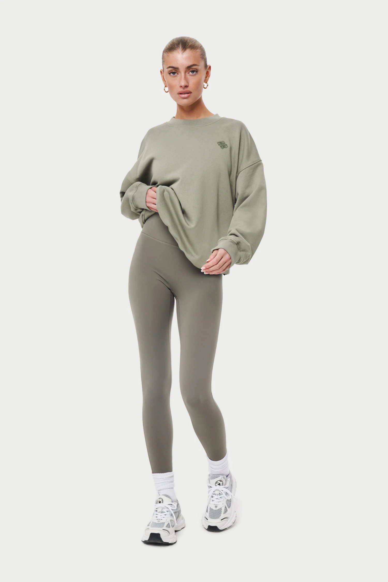 EMBLEM SCULPTING STRETCH LEGGINGS - KHAKI - Image 7