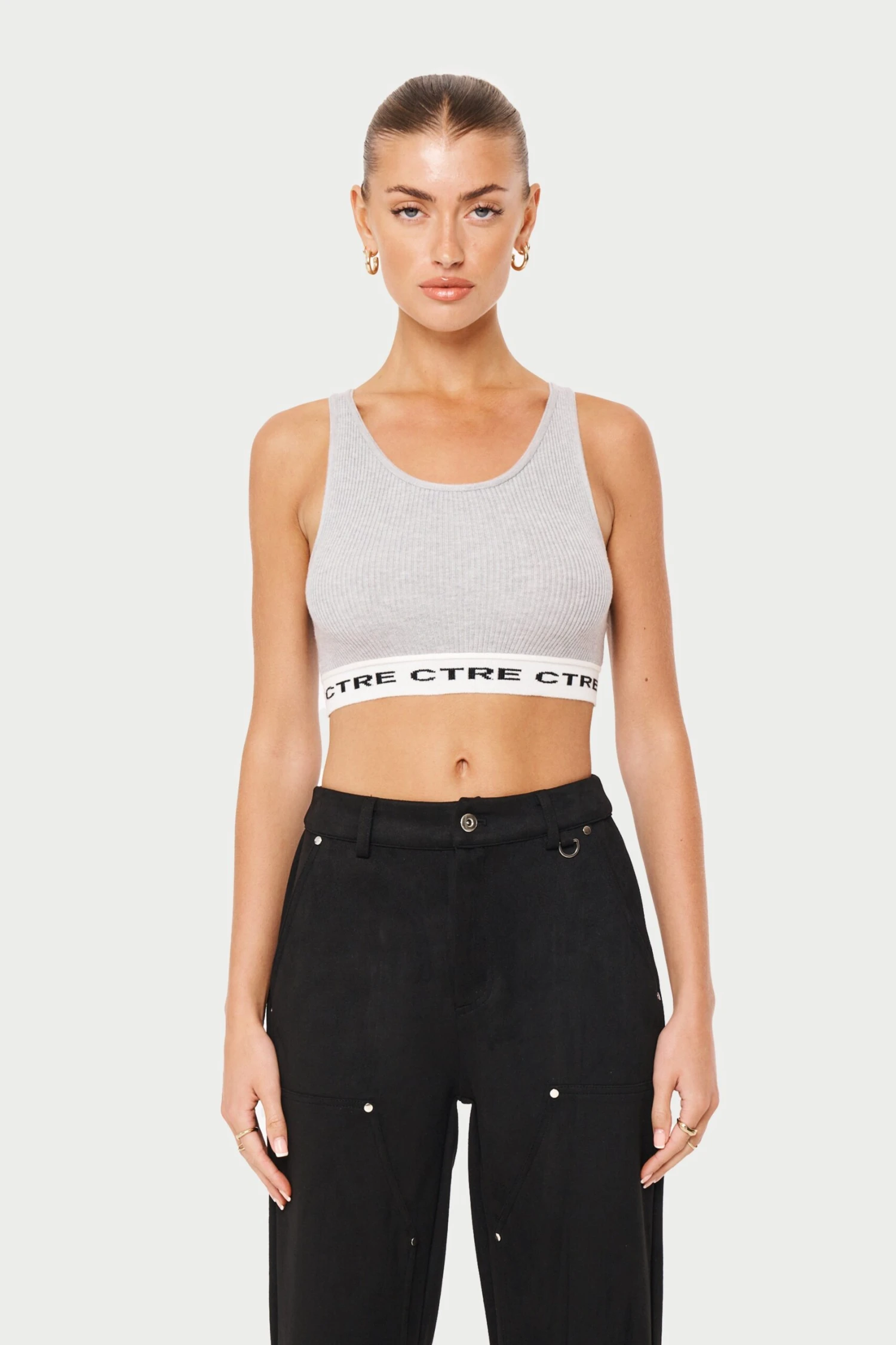 CTRE KNITTED VEST TOP - GREY MARL - Image 2