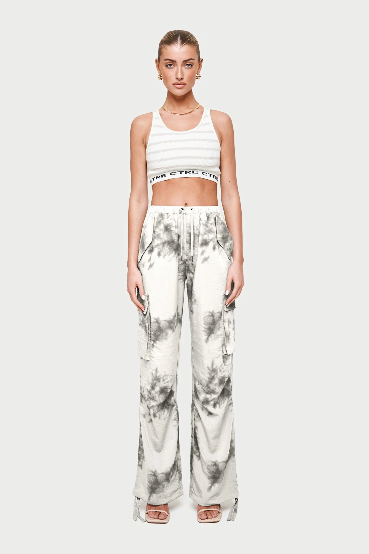 DRAPED CAMO OVERSIZED CARGOS - OFF WHITE - Image 3