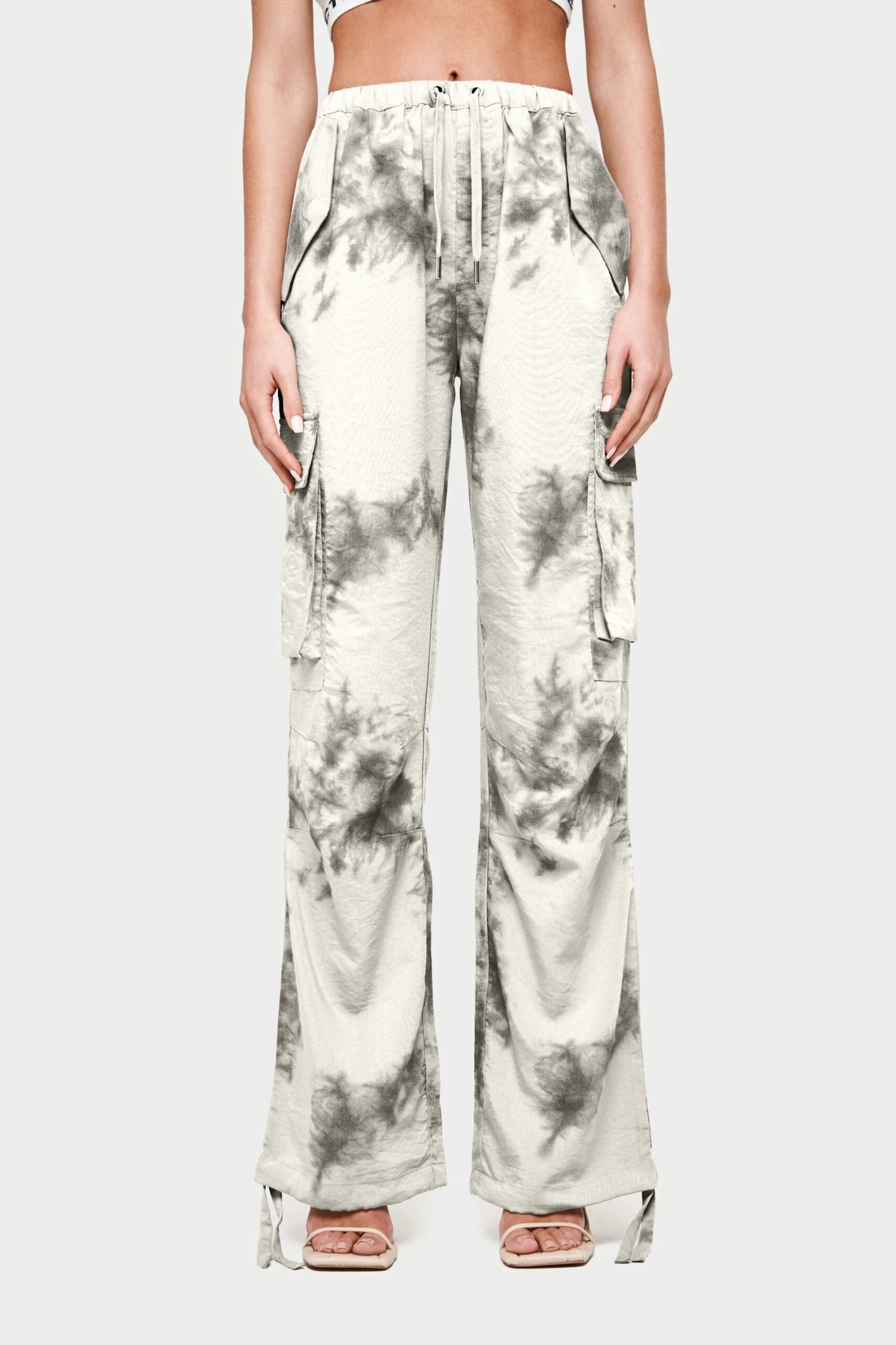 DRAPED CAMO OVERSIZED CARGOS - OFF WHITE - Image 6