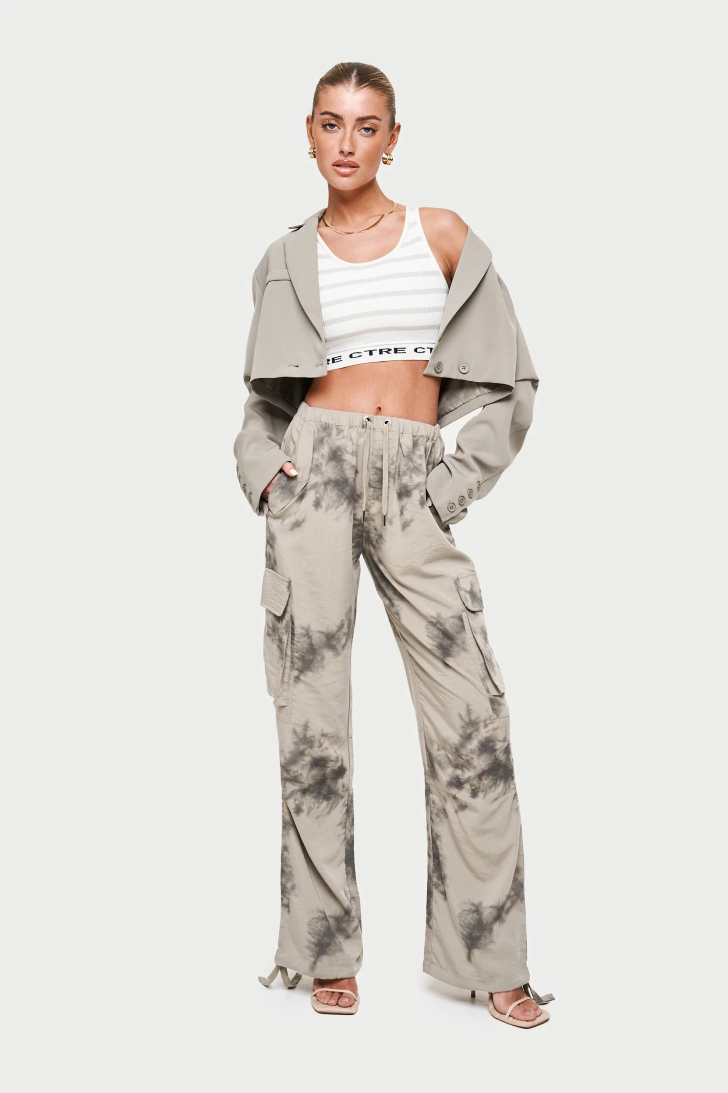 DRAPED CAMO OVERSIZED CARGOS - BEIGE - Image 3