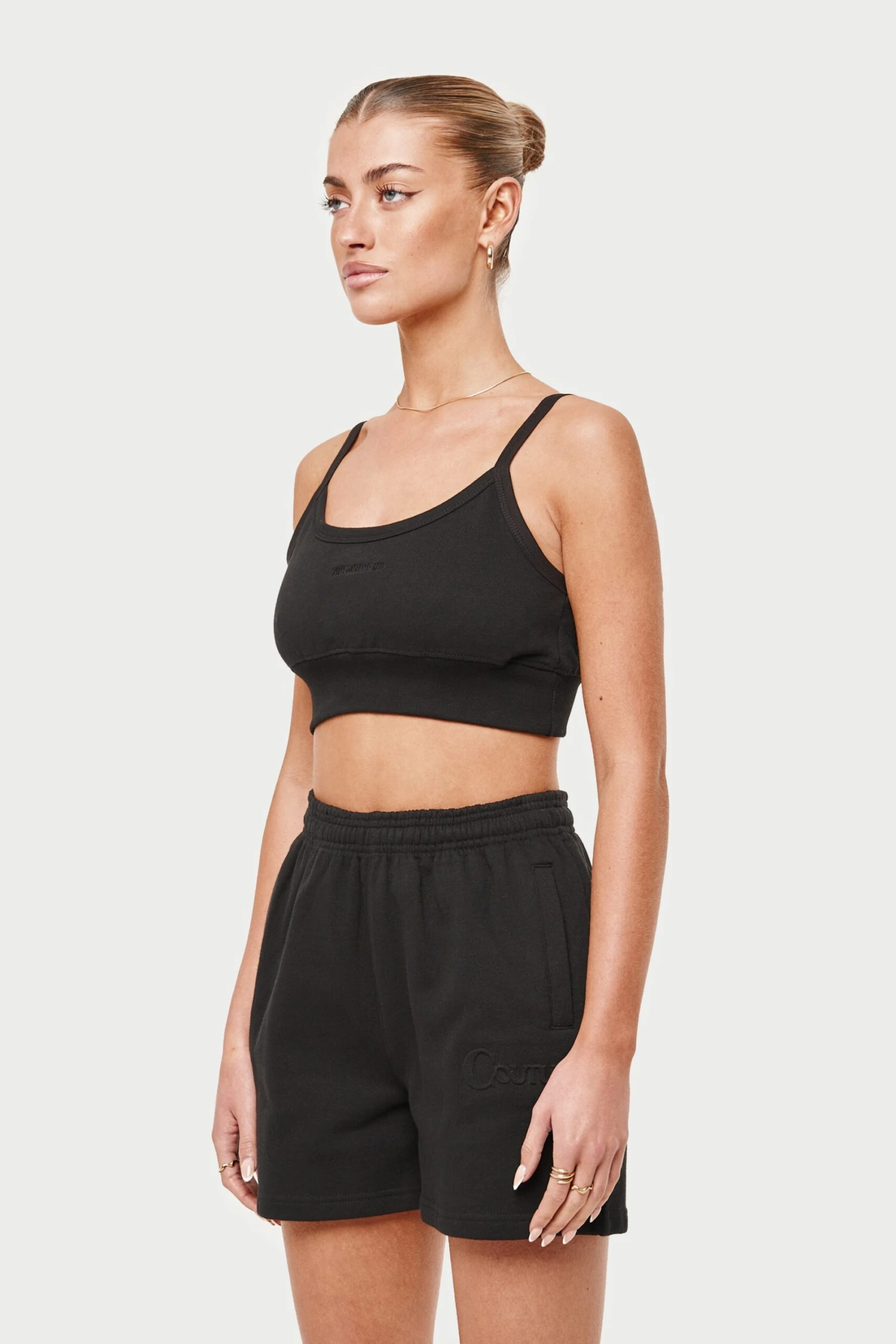 JERSEY LOGO CROP TOP - BLACK - Image 4