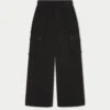 RAW SEAM DETAIL WIDE LEG CARGO - BLACK