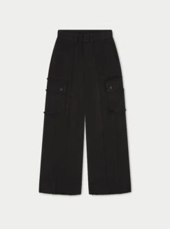 RAW SEAM DETAIL WIDE LEG CARGO - BLACK