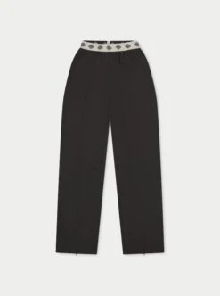 BRANDED WAISTBAND TAILORED PANT - BLACK