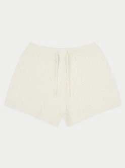 CABLE KNITTED SHORTS - OFF WHITE