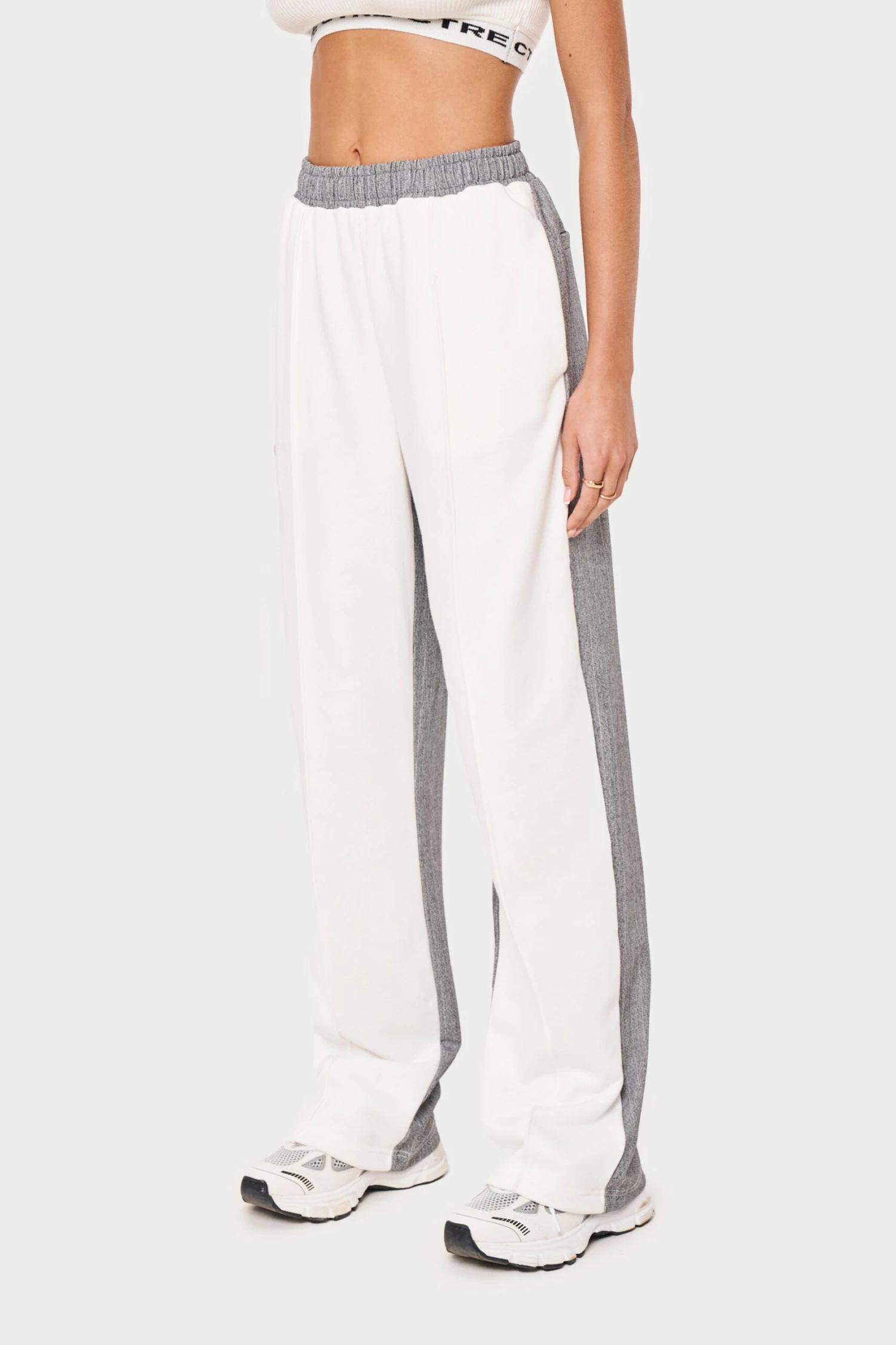 SPLICED PINSTRIPE JOGGERS - WHITE - Image 2