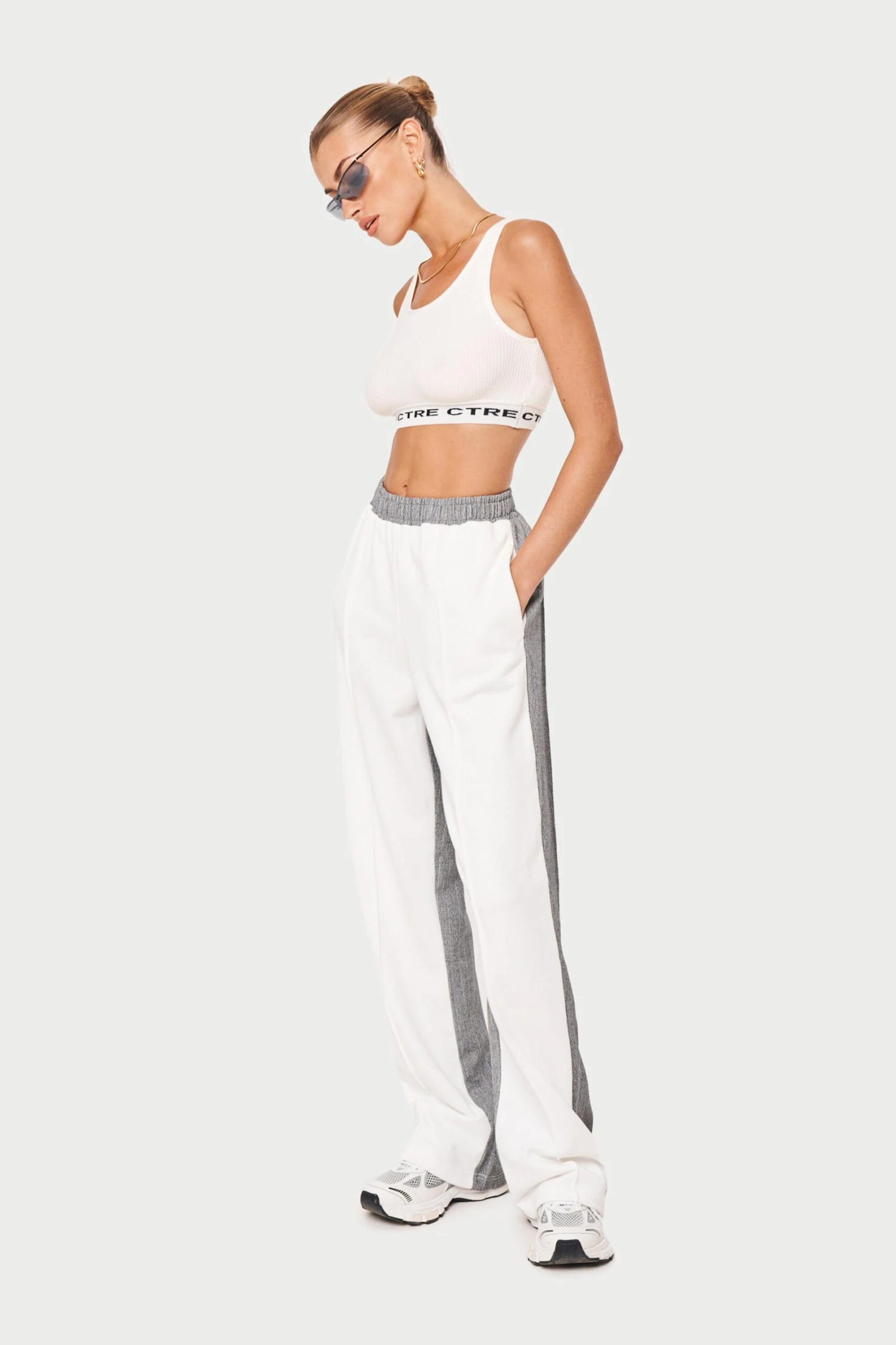 SPLICED PINSTRIPE JOGGERS - WHITE - Image 6