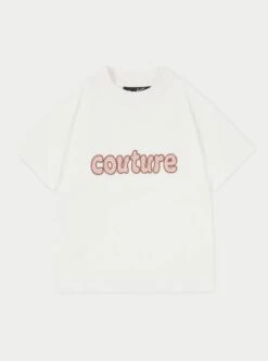CHAIN STITCH CROPPED T-SHIRT - OFF WHITE
