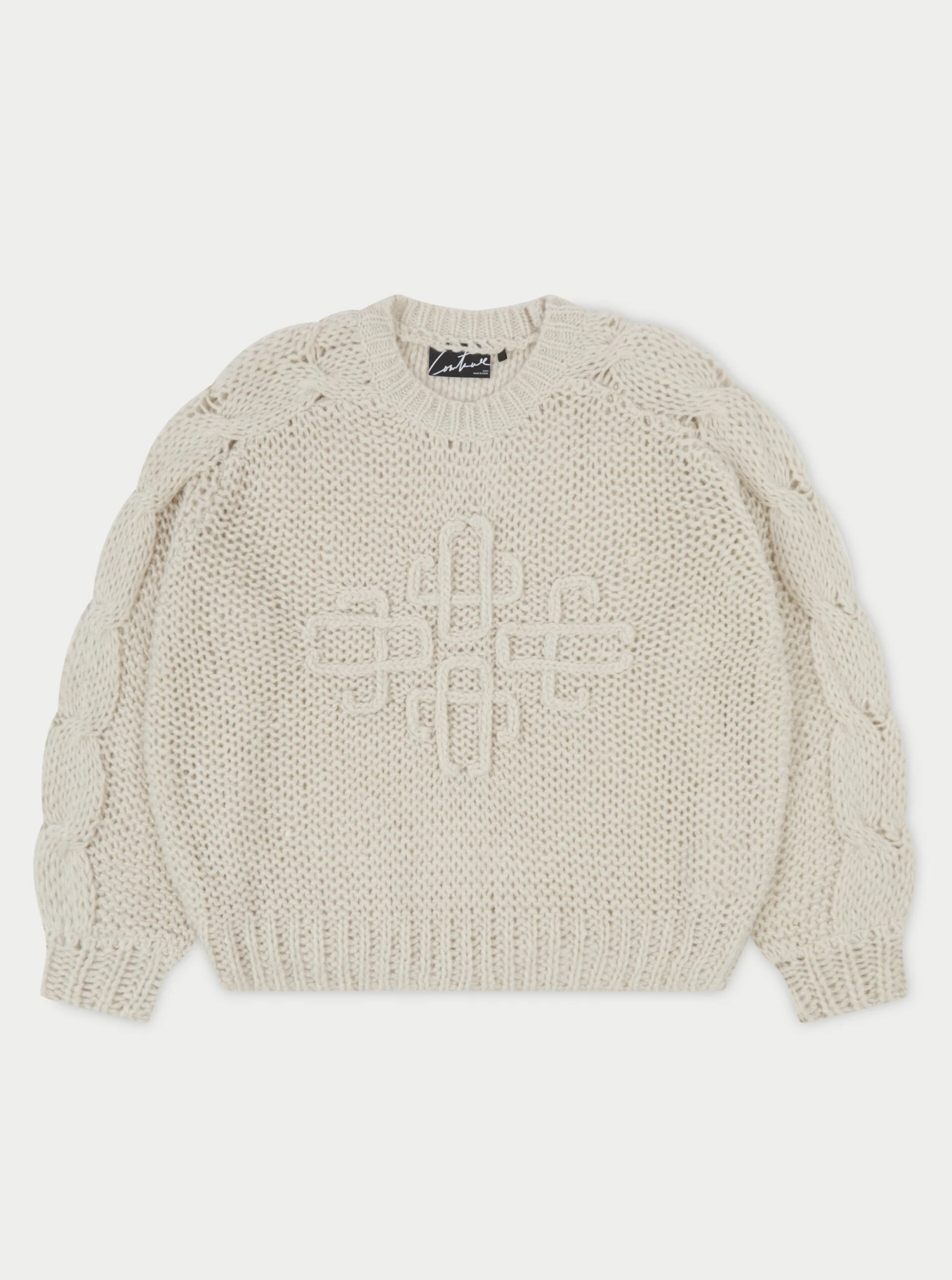 EMBLEM OVERSIZED KNIT JUMPER- STONE