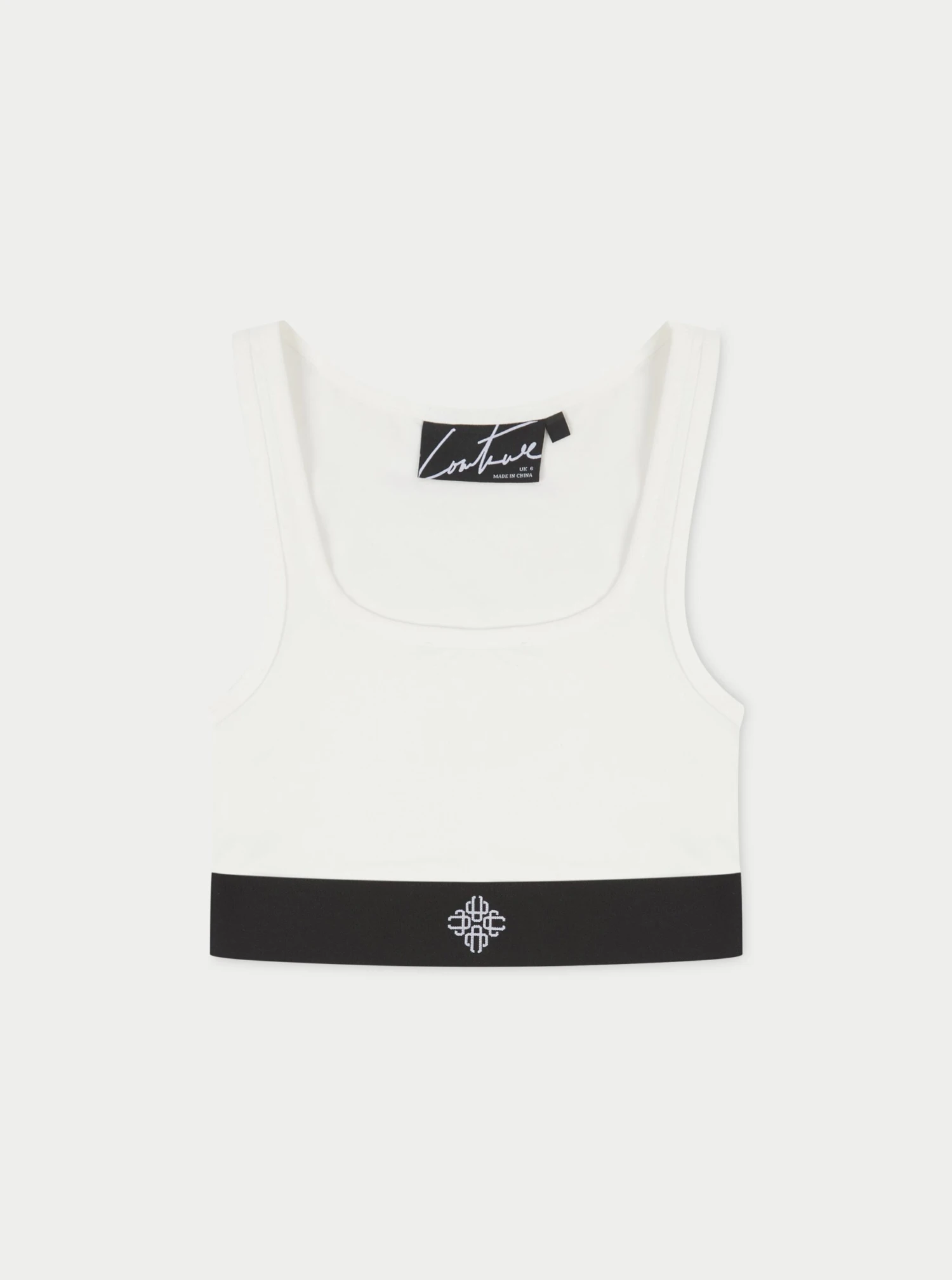 BRANDED ELASTIC RACER CROP TOP - OFF WHITE - Image 3