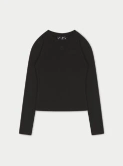 EMBLEM SOFT TOUCH JERSEY LONG SLEEVE TOP - BLACK
