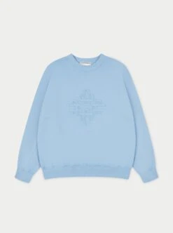 EMBLEM EMBOSSED OVERSIZED SWEATSHIRT - BLUE