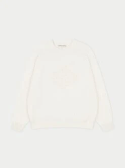 EMBLEM EMBOSSED OVERSIZED SWEATSHIRT - OFF WHITE