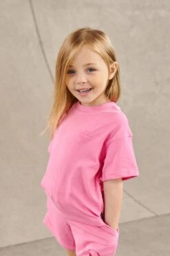 KIDS EMBLEM PUFF PRINT T-SHIRT - PINK