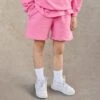 KIDS EMBLEM PRINT SWEAT SHORT - PINK