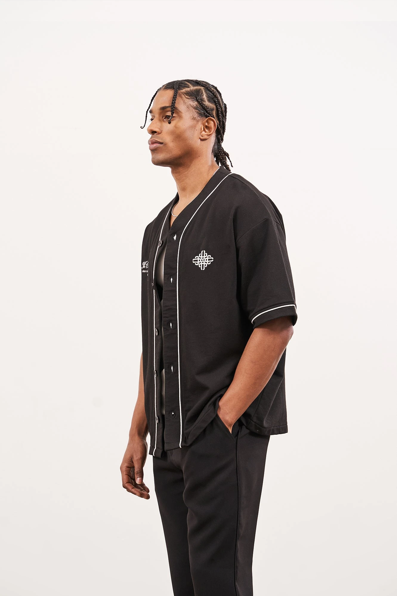 SCRIPT JERSEY BASEBALL SHIRT - BLACK - Image 3