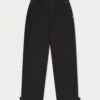WOVEN CANVAS DISTRESSED TROUSER - BLACK
