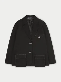 OVERSIZED TWILL BLAZER - BLACK